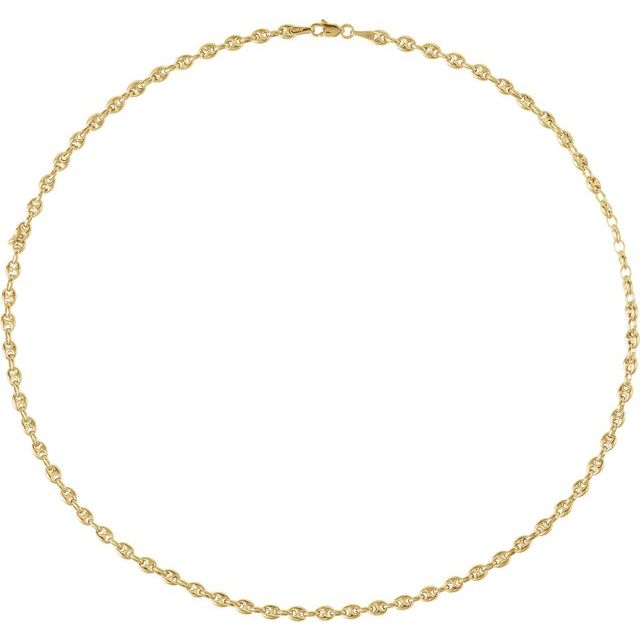 14K Yellow Gold 3.8 mm Hollow Puffed Anchor 16'' Chain