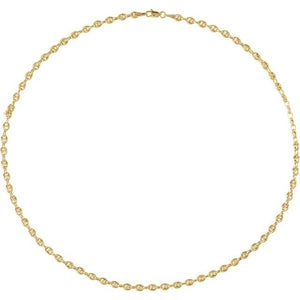 14K Yellow Gold 3.8 mm Hollow Puffed Anchor 16'' Chain