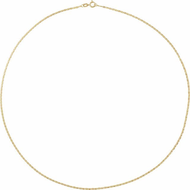 14K Yellow Gold 1.3 mm Polished Mirror 16" Chain - Elegant Design