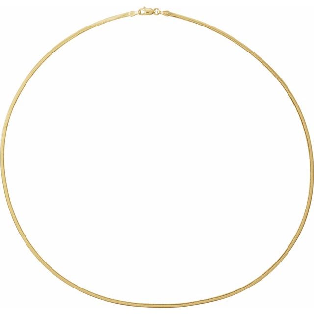 14K Yellow Gold 1.95 mm Polished Snake 7" Chain - Elegant Design