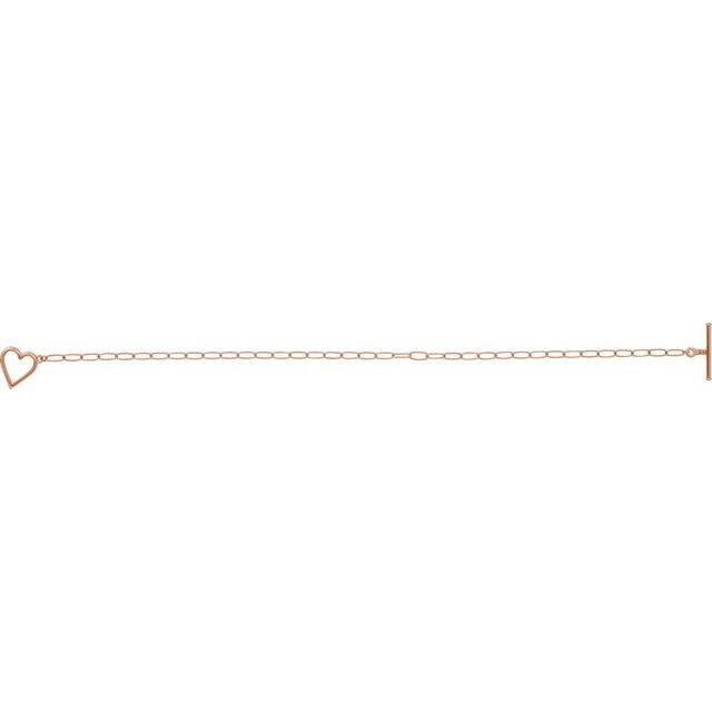 14K Rose Gold Heart & Paperclip Chain 6" Bracelet – Elegant Design