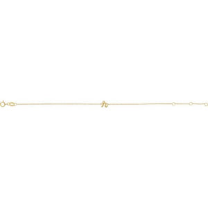 14K White Gold Initial R Bracelet 6.5-7.5 Inches - Elegant Jewelry