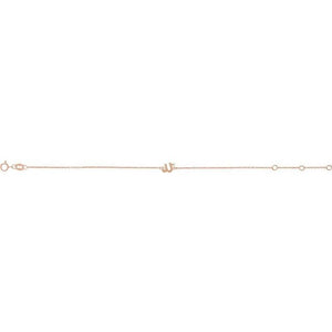 14K White Gold Initial R Bracelet 6.5-7.5 Inches - Elegant Jewelry