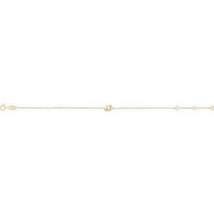 14K White Gold Initial R Bracelet 6.5-7.5 Inches - Elegant Jewelry