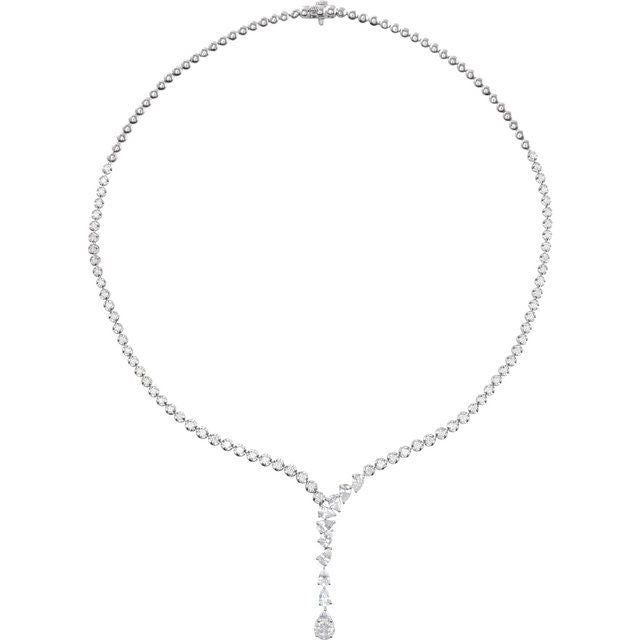 Lab-Grown Diamond Line Necklace | 14K Gold options* | 5 1/2 CTW | 16 1/2 In | Pear | Polished