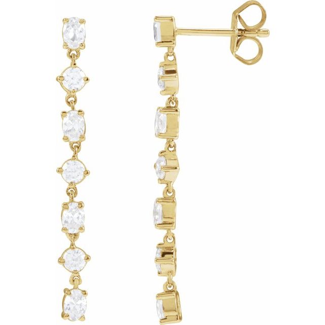 1 1/5 CTW Lab-Grown Diamond Oval 7-Stone Dangle Earrings in 14K Gold