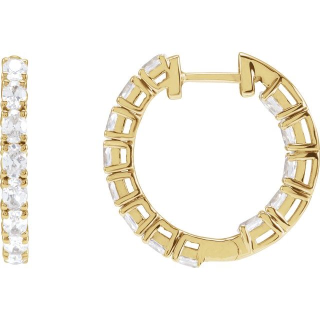 14K Gold Natural Diamond Hoop Earrings