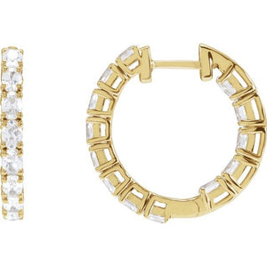 14K Gold Natural Diamond Hoop Earrings