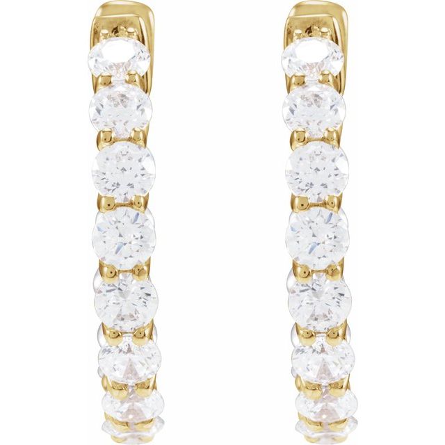 14K Yellow Gold 2.2 CTW Natural Diamond Inside-Outside Hoop Earrings