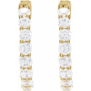 14K Yellow Gold 2.2 CTW Natural Diamond Inside-Outside Hoop Earrings