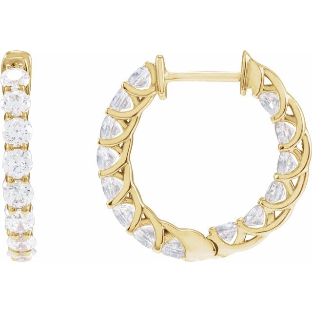 14K Yellow Gold 2.2 CTW Natural Diamond Inside-Outside Hoop Earrings