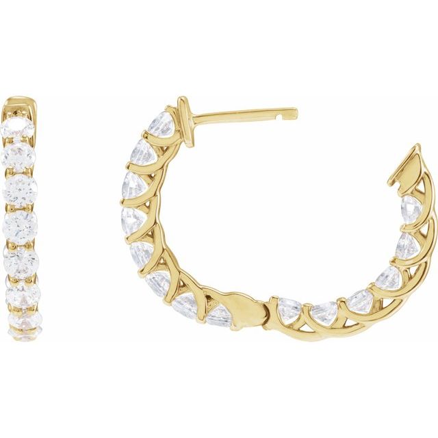 14K Yellow Gold 2.2 CTW Natural Diamond Inside-Outside Hoop Earrings