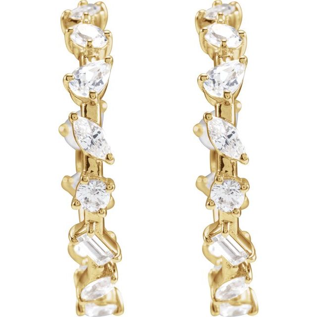14K Gold Lab-Grown Diamond Hoop Earrings - Options Available