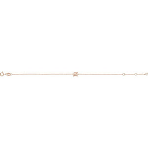 14K White Gold Initial R Bracelet 6.5-7.5 Inches - Elegant Jewelry