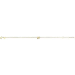 14K White Gold Initial R Bracelet 6.5-7.5 Inches - Elegant Jewelry