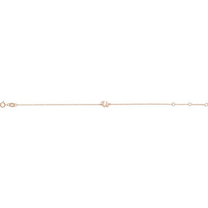 14K White Gold Initial R Bracelet 6.5-7.5 Inches - Elegant Jewelry