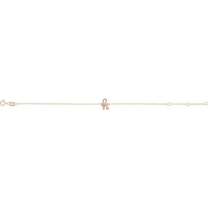 14K White Gold Initial R Bracelet 6.5-7.5 Inches - Elegant Jewelry