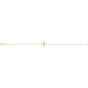 14K White Gold Initial R Bracelet 6.5-7.5 Inches - Elegant Jewelry