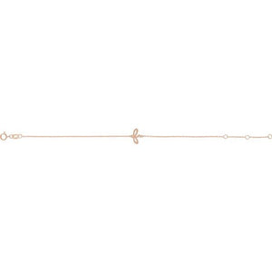 14K White Gold Initial R Bracelet 6.5-7.5 Inches - Elegant Jewelry
