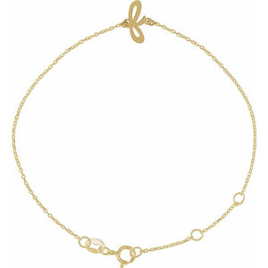 14K White Gold Initial R Bracelet 6.5-7.5 Inches - Elegant Jewelry