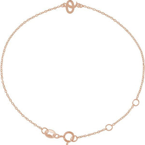 14K White Gold Initial R Bracelet 6.5-7.5 Inches - Elegant Jewelry