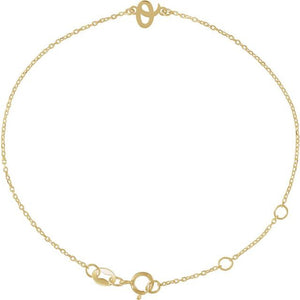 14K White Gold Initial R Bracelet 6.5-7.5 Inches - Elegant Jewelry