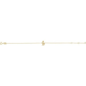 14K White Gold Initial R Bracelet 6.5-7.5 Inches - Elegant Jewelry