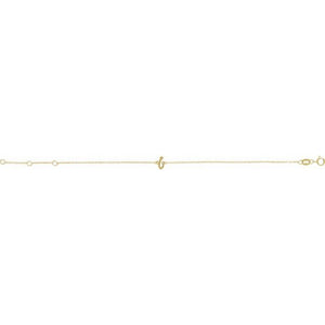 14K White Gold Initial R Bracelet 6.5-7.5 Inches - Elegant Jewelry
