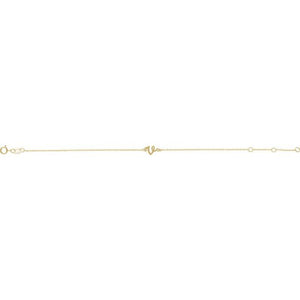 14K White Gold Initial R Bracelet 6.5-7.5 Inches - Elegant Jewelry
