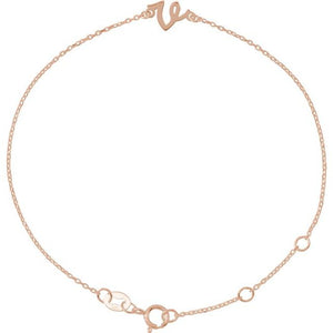14K White Gold Initial R Bracelet 6.5-7.5 Inches - Elegant Jewelry