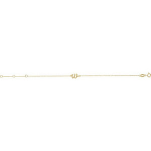 14K White Gold Initial R Bracelet 6.5-7.5 Inches - Elegant Jewelry