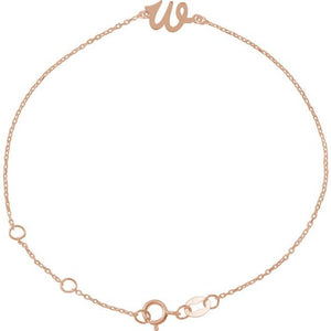 14K White Gold Initial R Bracelet 6.5-7.5 Inches - Elegant Jewelry