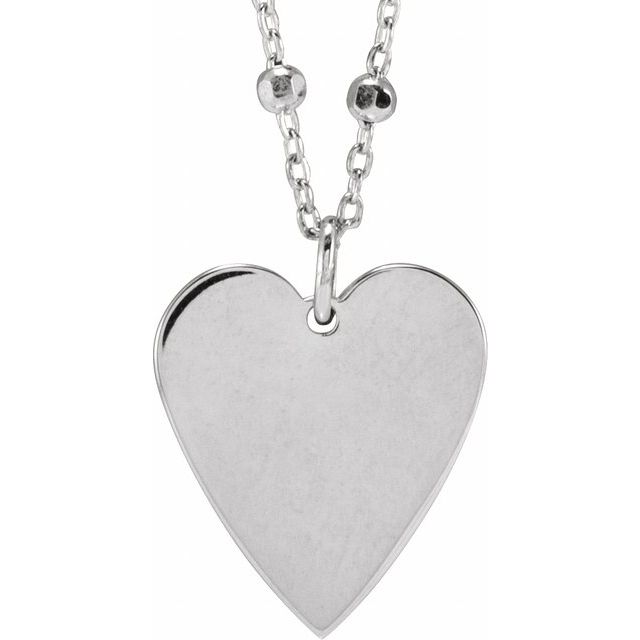 14K White Gold 16" Engravable Heart Necklace