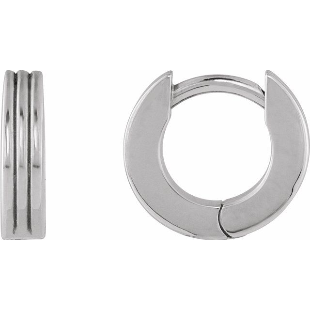 14K Gold Ribbed Huggie Earring