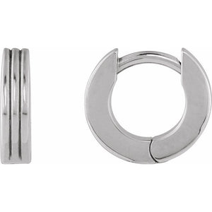 14K Gold Ribbed Huggie Earring