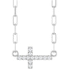 14K White Gold .08 CTW Natural Diamond Sideways Cross Necklace 18