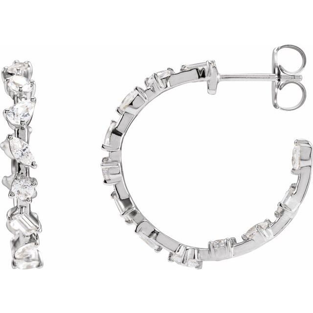 14K Gold Lab-Grown Diamond Hoop Earrings - Options Available