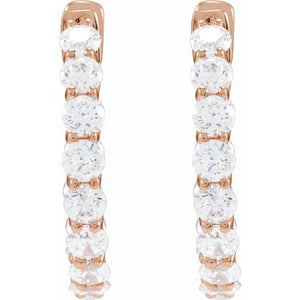 14K Yellow Gold 2.2 CTW Natural Diamond Inside-Outside Hoop Earrings