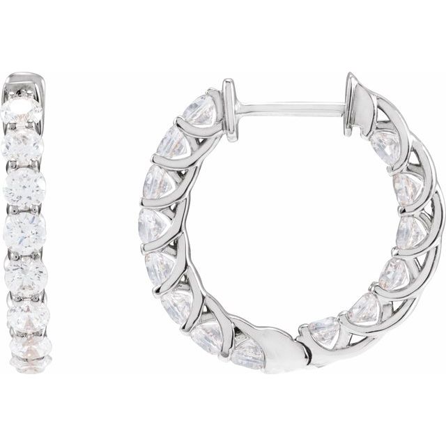 2 1/5 CTW Lab-Grown Diamond Inside-Outside Hoop Earrings in 14K Gold