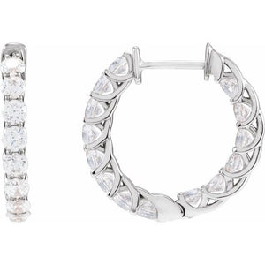 14K Gold Natural Diamond Inside-Outside Hoop Earrings