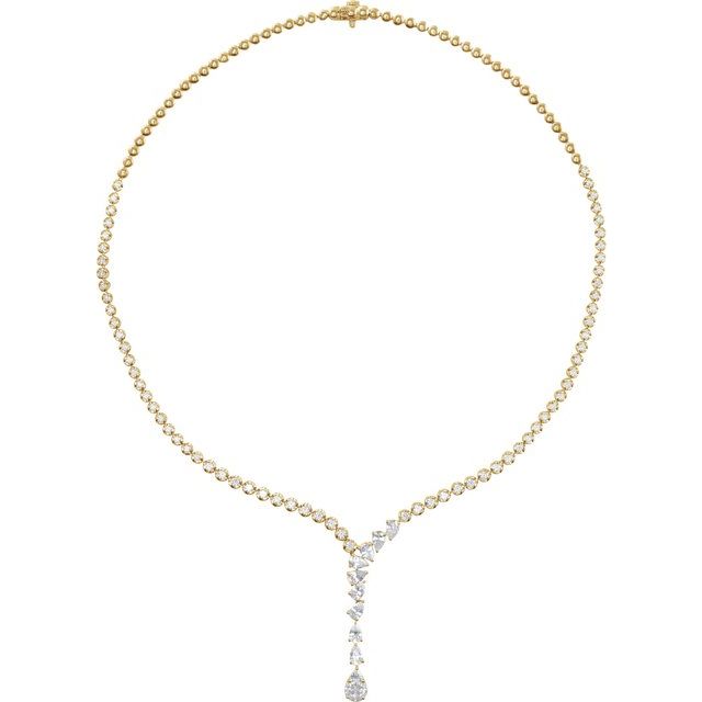 Lab-Grown Diamond Line Necklace | 14K Gold options* | 5 1/2 CTW | 16 1/2 In | Pear | Polished