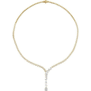 Lab-Grown Diamond Line Necklace | 14K Gold options* | 5 1/2 CTW | 16 1/2 In | Pear | Polished