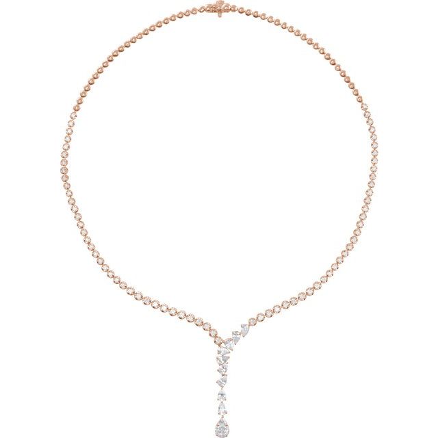 Lab-Grown Diamond Line Necklace | 14K Gold options* | 5 1/2 CTW | 16 1/2 In | Pear | Polished