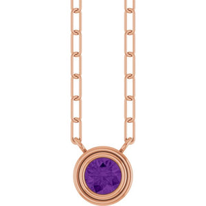 14K Rose Gold, 5mm Lab-Grown Blue Sapphire 18
