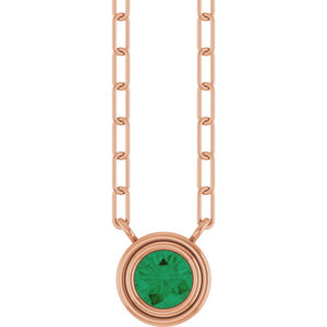 14K Rose Gold, 5mm Lab-Grown Blue Sapphire 18