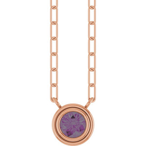 14K Rose Gold, 5mm Lab-Grown Blue Sapphire 18