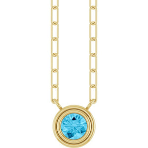 14K Rose Gold, 5mm Lab-Grown Blue Sapphire 18