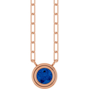 14K Rose Gold, 5mm Lab-Grown Blue Sapphire 18