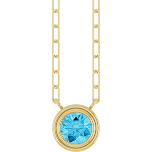 14K Rose Gold, 5mm Lab-Grown Blue Sapphire 18