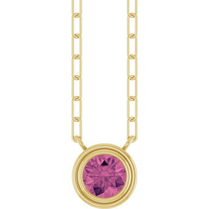 14K Rose Gold, 5mm Lab-Grown Blue Sapphire 18